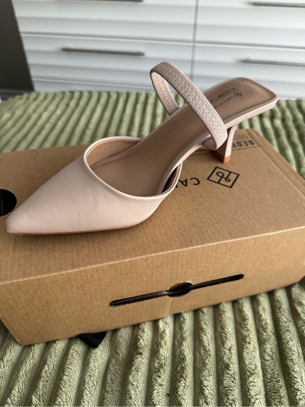 Call it Spring Women's Nude Pointed-Toe Mule with Elastic Strap